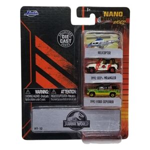 Jada Jurassic World Nano Hollywood Rides Helicopter Jeep Wrangler Ford Explorer